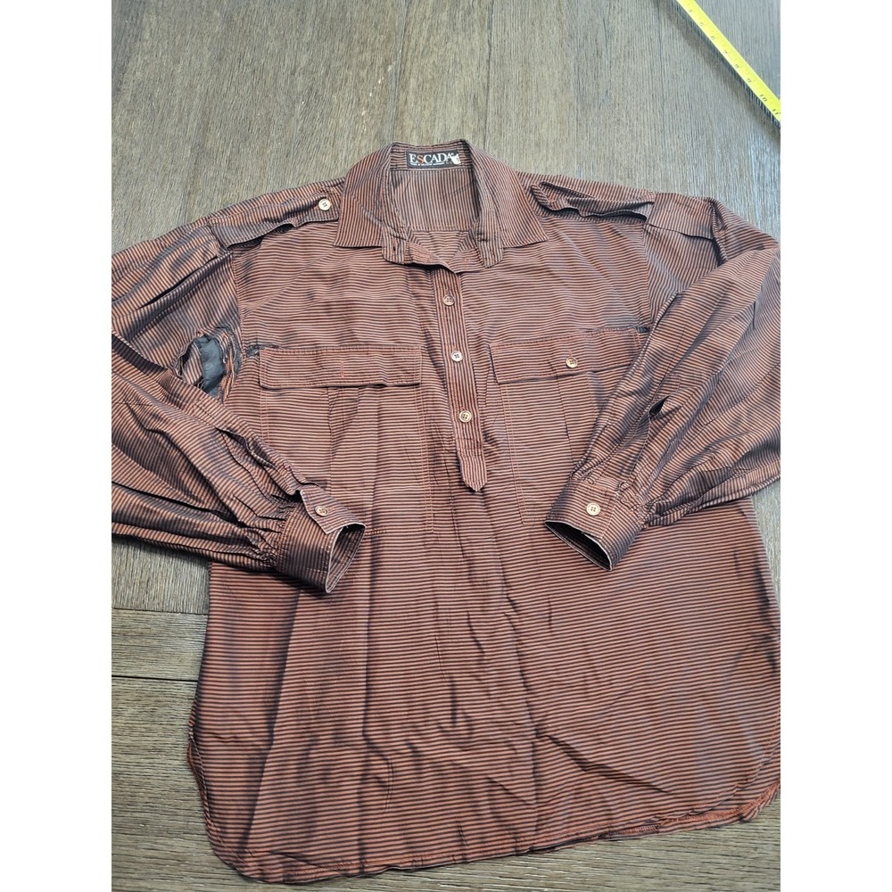 Vintage Escada Vintage 1960s Western Germany Brown Silk Crossover Collar  40 Dis